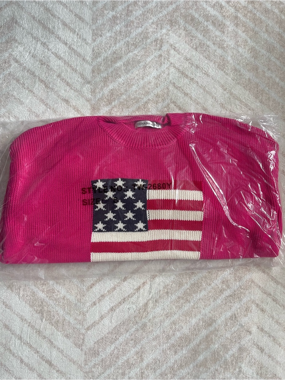 Zenana American Flag Knit Sweater – Hot Pink 🇺🇸 - Picture 2 of 2